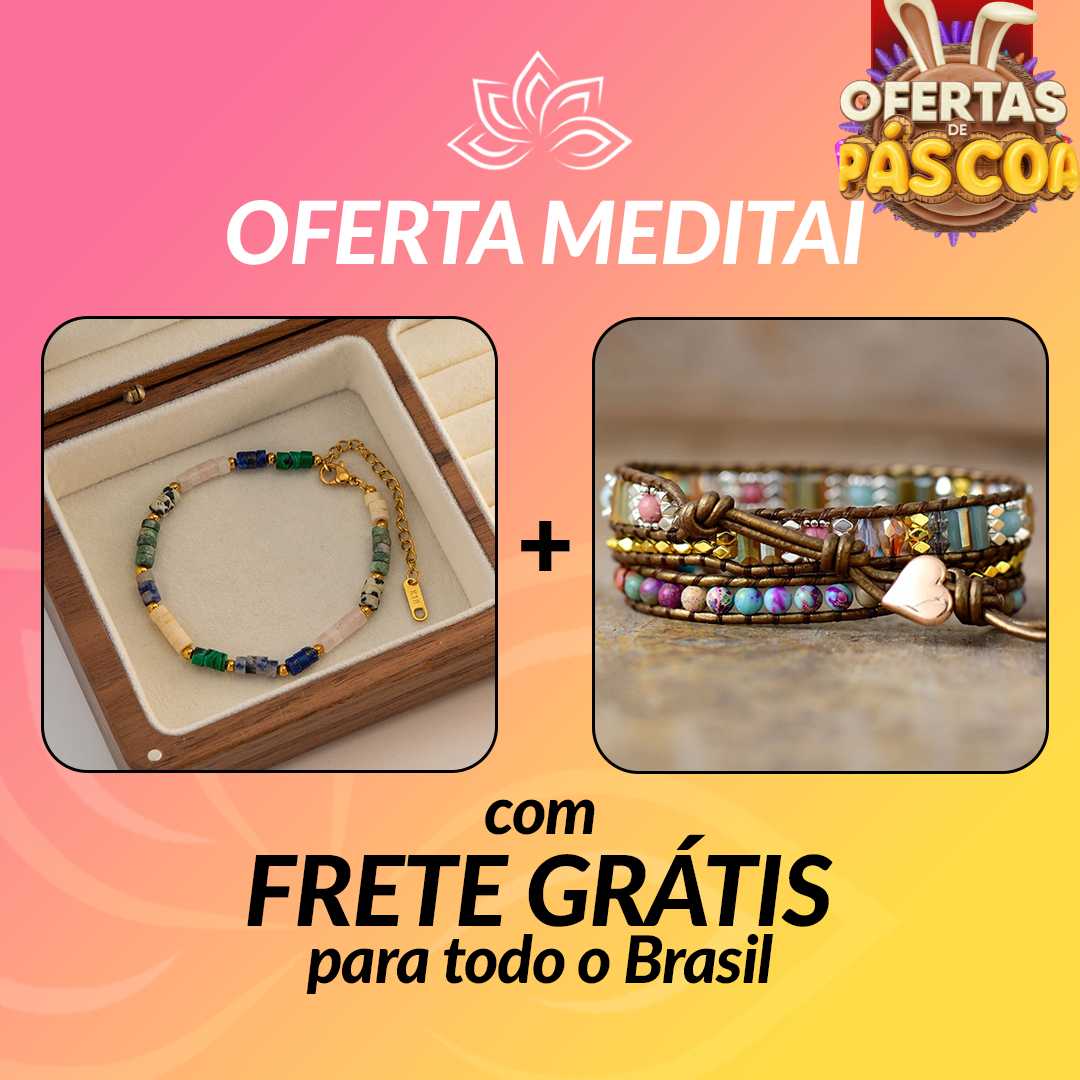 Kit Promocional - Pulseira Selene de Pedras Naturais e Pulseira Jaspe Imperial Coração da Proteção