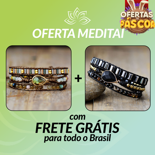 Kit Promocional - Pulseira Labradorita do Equilíbrio e Pulseira da Estabilidade Ônix Negro