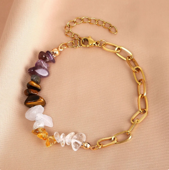 Pulseira Golden Cristais Naturais