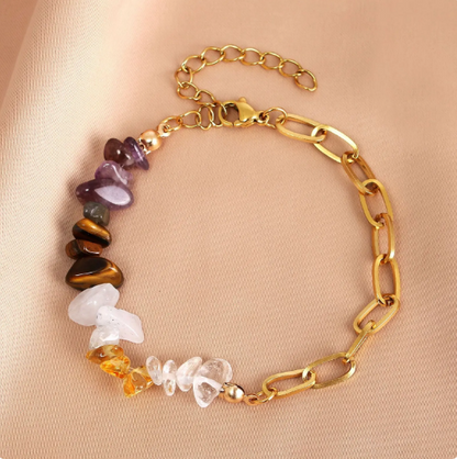 Pulseira Golden Cristais Naturais