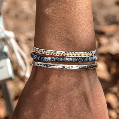 Conjunto Budista da Amizade - Pulseiras + Bracelete em Prata Tibetana